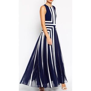 Navy and White Maxi Dress